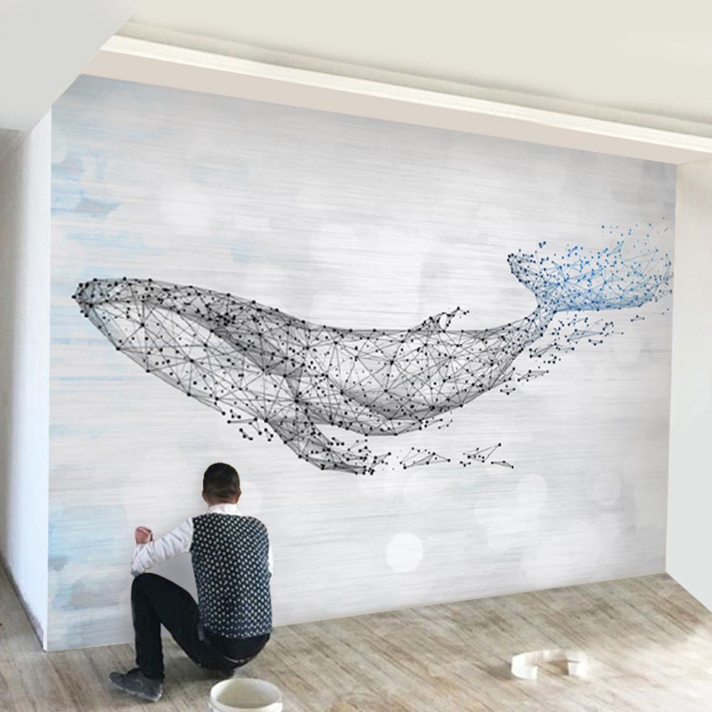 现代简约科技线条鲸鱼背景墙
