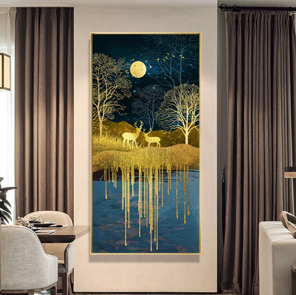 s北欧现代玄关麋鹿 客厅卧室餐厅三联高清装饰画芯素材打印图片H11546