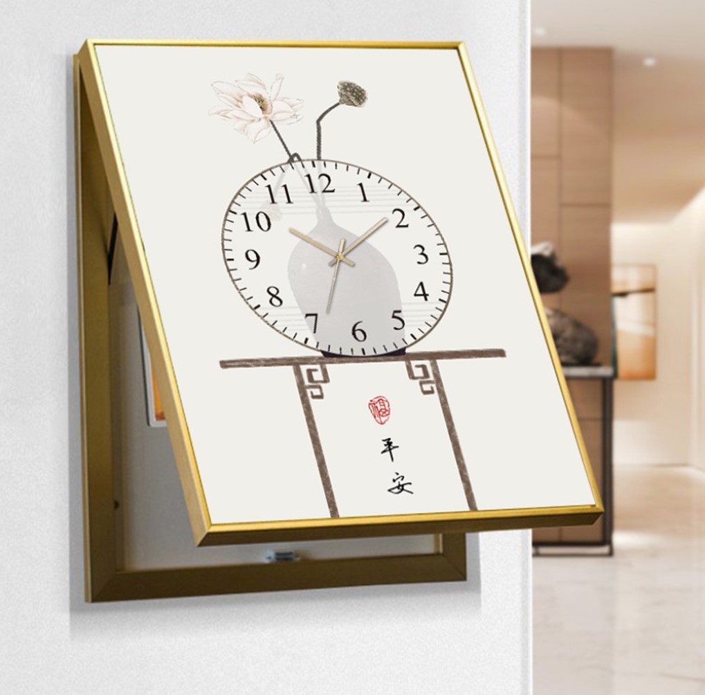 s新中式电表箱画钟表 客厅卧室餐厅高清装饰画芯素材打印图片HX0048